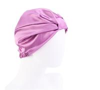 Cuffia da Notte in Seta Cuffie da notte in raso di seta for donna, copricapo in, fascia for capelli annodata a doppio strato(Purple)