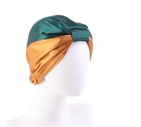 Cuffia da Notte in Seta Cuffie da notte in raso di seta for donna, copricapo in, fascia for capelli annodata a doppio strato(Green and gold)