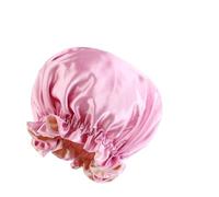 Cuffia da Notte in Seta Cuffie da notte in seta, copricapo a doppio strato, cuffia doccia regolabile raso di for donna(Pink)