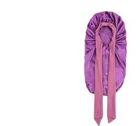 Cuffia da notte setosa in raso elastico con cuffia lunga for le donne Cofani for la cura dei capelli fascia elastica for cravatta for ricci trecce per Home(Purple)