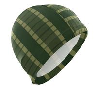 Cuffia da nuoto a righe astratte verde scuro, taglia grande da uomo, cuffia da nuoto impermeabile per capelli corti da uomo, protezione per capelli e riduzione a resistenza, gorro para nadar