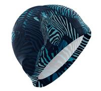 Cuffia da nuoto Americas Zebras Blu e Nera per principianti Cuffia da nuoto impermeabile per capelli corti per donne Protezione capelli e riduzione resistenza gorros para nadar en piscina mujer