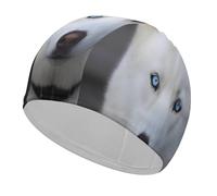 Cuffia da nuoto Blue Eyed White Husky, cuffia da nuoto ad alta elasticità per uomo e donna, impermeabile, mantiene i capelli asciutti, perfetta per piscina, spiaggia e nuoto in vasca.
