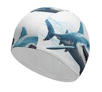 Cuffia da nuoto Blue Shark, ad alta elasticità, per donne e uomini, resistente e impermeabile, mantiene i capelli asciutti, perfetta per piscina, spiaggia, nuoto