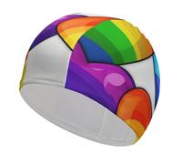 Cuffia da nuoto colorata arcobaleno con cuori Gay Pride per adulti, donne e uomini, leggera ed elastica, cuffia da nuoto per piscina, spiaggia, nuoto sul giro, protezione per le orecchie dei capelli