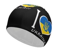 Cuffia da nuoto con bandiera ucraina "I Love Ukrainians" per donne e uomini, impermeabile, per adulti, per capelli lunghi e corti.