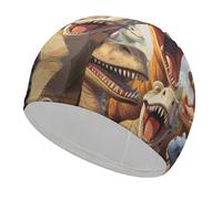 Cuffia da nuoto con dinosauri per selfie, unisex, per adulti, antiscivolo, comoda, resistente, facile da indossare e togliere, impermeabile, mantiene i capelli asciutti