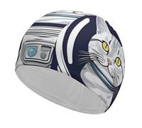 Cuffia da nuoto con gatto in Spacess, unisex, resistente, antiscivolo, ad alta elasticità, per capelli lunghi e corti, trecce e dreadlock, mantiene i capelli asciutti