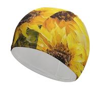 Cuffia da nuoto con girasoli gialli, ad alta elasticità, per donne e uomini, resistente e impermeabile, mantiene i capelli asciutti, perfetta per piscina, spiaggia, nuoto