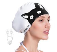 Cuffia da nuoto da donna, in silicone, per capelli lunghi, per adulti, per proteggere i capelli e le orecchie, alta elasticità, resistente agli strappi e riduce la penetrazione dell'acqua del cloro