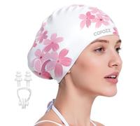 Cuffia da nuoto da donna, in silicone, per capelli lunghi, per adulti, per proteggere i capelli e le orecchie, alta elasticità, resistente agli strappi e riduce la penetrazione dell'acqua del cloro