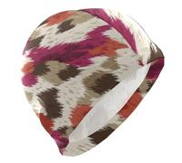 Cuffia da nuoto da uomo, per capelli corti, impermeabile, protezione per capelli, con stampa in pelliccia animale, color caffè magenta