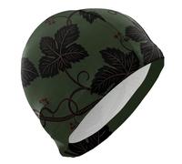 Cuffia da nuoto Dark Green Leaves per uomo, impermeabile per capelli corti, protezione per capelli e riduzione a resistenza all'acqua, gorras para nadar de mujer