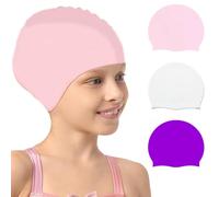 cuffia da nuoto Echehi Confezione da 3 Cuffia Piscina Bambino in Silicone, Cuffia Piscina per 3-10 Bambini Piccoli e Adolescenti, Cuffie Piscina Impermeabili per Capelli Corti/Lunghi