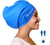 Cuffia da nuoto extra large da donna per trecce e dreadlocks, in silicone, mantiene i capelli asciutti, per extension di capelli lunghi, impermeabile, confezione da 1