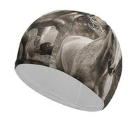 Cuffia da nuoto Horse Running by The Water, resistente e altamente elastica, adatta a capelli lunghi e corti (uomini e donne).