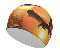 Cuffia da nuoto impermeabile Dove Sun Art Flying Dragon per donne e adulti, per capelli lunghi e corti