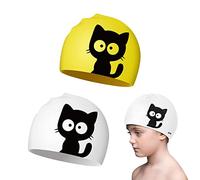 Cuffia da Nuoto in Silicone,Cuffia Piscina Donna Uomo,2 Pezzi Cuffia da Nuoto per Bambini Cuffia da Nuoto in Silicone Impermeabile Simpatica Cuffia da Nuoto Cuffia da Bagno Bambini Ragazze per Capelli