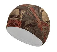 Cuffia da nuoto in tessuto con illustrazione di un gallo, per capelli corti e lunghi per mantenere i capelli asciutti, cuffia da bagno impermeabile per donne e uomini, cuffia da doccia elastica e