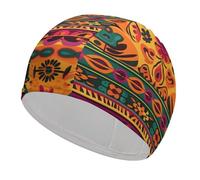 Cuffia da nuoto in tessuto messicano Folk Art Boho Cuffia da nuoto per capelli corti e lunghi per mantenere i capelli asciutti, cuffia da bagno impermeabile per donne e uomini, cuffia da doccia