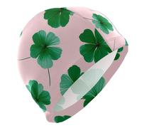 Cuffia da nuoto Leaf Sage Green Pink per capelli corti e calvi, impermeabile, per donna, protezione dei capelli e riduzione a resistenza, gorro para nadar