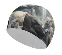 Cuffia da nuoto Lion on Rock, ad alta elasticità, per donne e uomini, resistente e impermeabile, mantiene i capelli asciutti, perfetta per piscina, spiaggia, nuoto