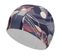 Cuffia da nuoto per adulti con linee geometriche astratte, cuffia da nuoto in tessuto elastico, comoda cuffia da bagno per capelli lunghi e corti