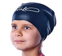 Cuffia da Nuoto per Bambini per Capelli Lunghi - Per Bambine e Bambini con Capelli Lunghi, Ricci, Trecce o Dread, Non Stringe, Non Stressa - 100% Silicone Ipoallergenico Impermeabile (Nero M)