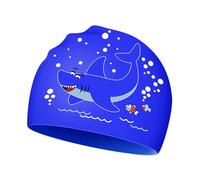 Cuffia da nuoto per bambini, simpatici cappucci da bagno in silicone per bambini, comodi, non irritano le orecchie dei bambini (5 anni - 12 anni), sciarpa lavorata a maglia, blu 2, 5Y-12Y