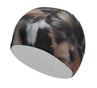 Cuffia da nuoto per donna, cuffia da nuoto per uomo, cuffia da bagno elastica alta, cuffie da nuoto per cuccioli di Yorkshire per capelli lunghi e corti