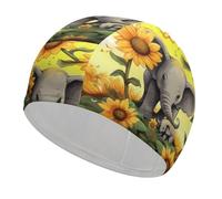 Cuffia da nuoto per madre e bambino, con elefante, girasoli, ad alta elasticità, per donne e uomini, resistente e impermeabile, mantiene i capelli asciutti, perfetta per piscina, spiaggia, nuoto