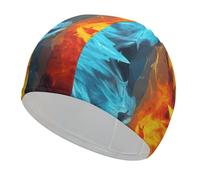 Cuffia da nuoto per uomini e donne, comoda cuffia da nuoto per adulti, Fire Vs Ice Art, ad alta elasticità, per capelli lunghi, cuffia da nuoto antiscivolo, mantiene i capelli asciutti