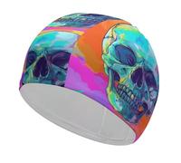 Cuffia da nuoto Sea Lighthouse Sandbeach per donne e uomini, impermeabile, mantiene i capelli asciutti, elastica, per adulti, comoda cuffia da nuoto per capelli lunghi, in tessuto antiscivolo