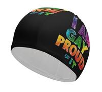Cuffia da nuoto "Sono gay, fiero di esserlo", morbida, elastica, unisex, leggera