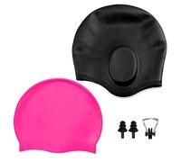 Cuffia da nuoto unisex in silicone per uomini e donne, capelli lunghi, ragazzi e ragazze, impermeabili, set di 2 con tasche per le orecchie, con 1 clip da naso per tappi per le orecchie.