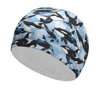 Cuffia da nuoto unisex Killer Whale Orca per capelli corti e lunghi, per piscina, nuoto e bagno, da donna e da uomo