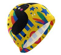 Cuffia da nuoto unisex per adulti, capelli corti, impermeabile, protezione per capelli, multicolore, unicorni e stelle