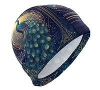 Cuffia da nuoto unisex per adulti, per capelli corti, impermeabile, per proteggere i capelli, pavone Tarocchi