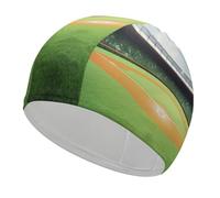 Cuffia da nuoto verde con sfondo da campo da baseball, comoda cuffia da bagno per capelli lunghi, resistente, antiscivolo, impermeabile, per donne e uomini, mantiene l'acconciatura invariata