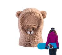 Cuffia da orso, peluche a forma di orso, protezione 'udito integrata, antivento, copertura del viso con orso, sciarpa, regalo di compleanno per bambini