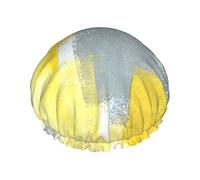 Cuffia da per pittura astratta grigia e gialla Cuffia da per donna Cuffia da impermeabile a doppio strato, riutilizzabile.