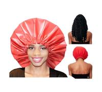 Cuffia di Seta, Cuffia Capelli Notte, Berretto da Notte in Raso, Cappello per Capelli per Dormire in Raso con Scrunchies per Donna e Ragazza (Red,2pcs)