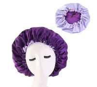 Cuffia Di Seta Per Dormire Grande cofano in raso Berretto da notte in seta for Cofano lungo in con fascia for la testa Avvolgere il bordo del for le donne Capelli ricci a treccia(Shuangceng Purple)