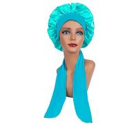 Cuffia Di Seta Per Dormire Grande cofano in raso Berretto da notte in seta for Cofano lungo in con fascia for la testa Avvolgere il bordo del for le donne Capelli ricci a treccia(MiddleSKYBLUE)
