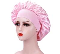 Cuffia Di Seta Per Dormire Grande cofano in raso Berretto da notte in seta for Cofano lungo in con fascia for la testa Avvolgere il bordo del for le donne Capelli ricci a treccia(Kuan Pink)