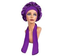 Cuffia Di Seta Per Dormire Grande cofano in raso Berretto da notte in seta for Cofano lungo in con fascia for la testa Avvolgere il bordo del for le donne Capelli ricci a treccia(MiddlePURPLE)