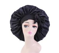 Cuffia Di Seta Per Dormire Grande cofano in raso Berretto da notte in seta for Cofano lungo in con fascia for la testa Avvolgere il bordo del for le donne Capelli ricci a treccia(Largeblack)