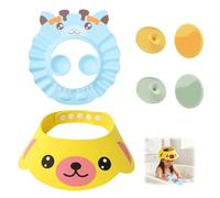 cuffia doccia bambini con visiera protettiva regolabile 3 pezzi set blu giallo verde EVA spazzola shampoo morbida per neonati e bimbi piccoli bagno sicuro