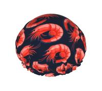 Cuffia doccia Gamberetti No.9052 - Cuffia da doccia per donna, riutilizzabile, impermeabile, per doccia, doppio strato elastico, a pelo lungo