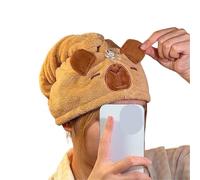 Cuffia for capelli asciutti in peluche, buona assorbenza, asciugatura rapida, cuffia for doccia in velluto corallo for donne e ragazze, asciugamano for(Khaki)